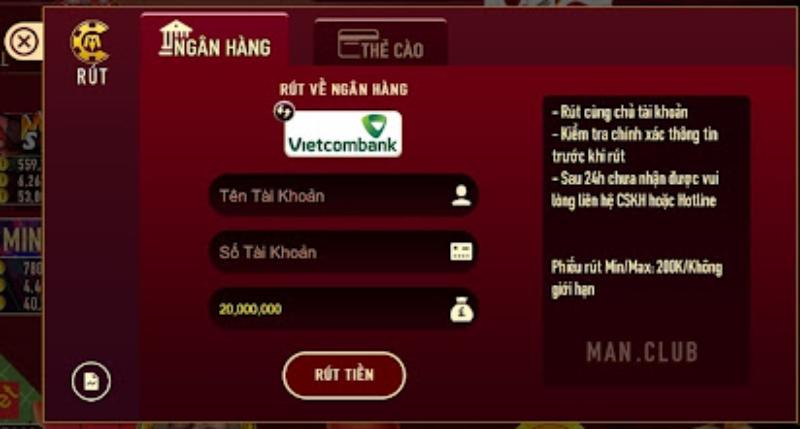 Rút tiền Manclub bằng thẻ cào được nhiều hội viên áp dụng